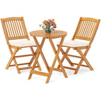Ensemble bistrot de patio Costway 3 pièces en bois d'acacia avec table et chaises pliantes - Voir les détails