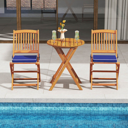 Ensemble bistrot de patio Costway 3 pièces en bois d'acacia avec table et chaises pliantes - Voir les détails