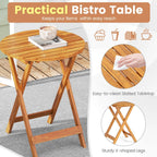 Ensemble bistrot de patio Costway 3 pièces en bois d'acacia avec table et chaises pliantes - Voir les détails