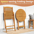Ensemble bistrot de patio Costway 3 pièces en bois d'acacia avec table et chaises pliantes - Voir les détails