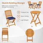 Ensemble bistrot de patio Costway 3 pièces en bois d'acacia avec table et chaises pliantes - Voir les détails