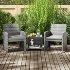 Ensemble de meubles de jardin Costway 3 pièces avec table basse en verre trempé et - Voir les détails