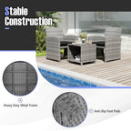 Ensemble de meubles de jardin Costway 3 pièces avec table basse en verre trempé et - Voir les détails