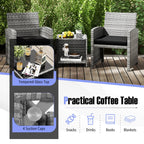 Ensemble de meubles de jardin Costway 3 pièces avec table basse en verre trempé et - Voir les détails