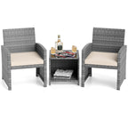 Ensemble de meubles de jardin Costway 3 pièces avec table basse en verre trempé et - Voir les détails