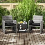 Ensemble de meubles de jardin Costway 3 pièces avec table basse en verre trempé et - Voir les détails