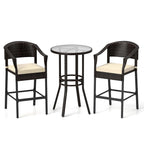 Ensemble de bar en rotin Costway 3 pièces avec fauteuils en osier et table ronde - Voir les détails