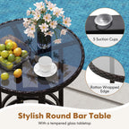 Ensemble de bar en rotin Costway 3 pièces avec fauteuils en osier et table ronde - Voir les détails