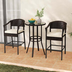 Ensemble de bar en rotin Costway 3 pièces avec fauteuils en osier et table ronde - Voir les détails
