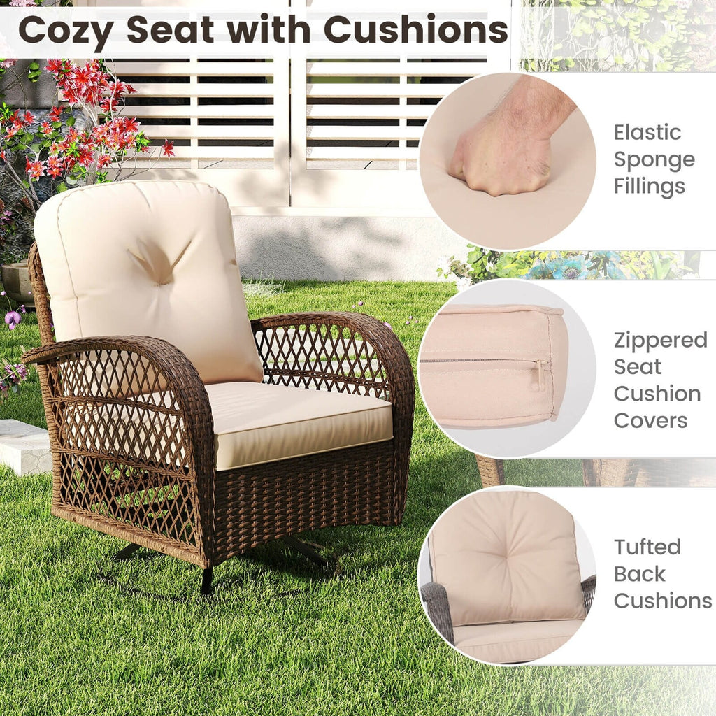 Ensemble de 3 chaises pivotantes et berçantes Costway pour patio - Voir les détails
