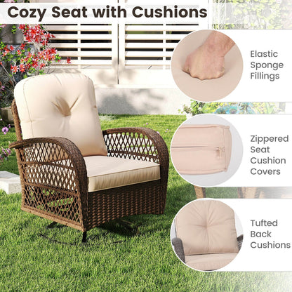 Ensemble de 3 chaises pivotantes et berçantes Costway pour patio - Voir les détails