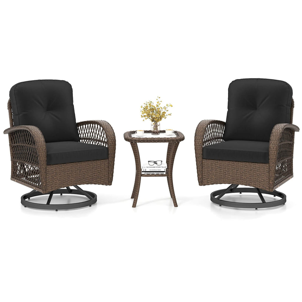 Ensemble de 3 chaises pivotantes et berçantes Costway pour patio - Voir les détails