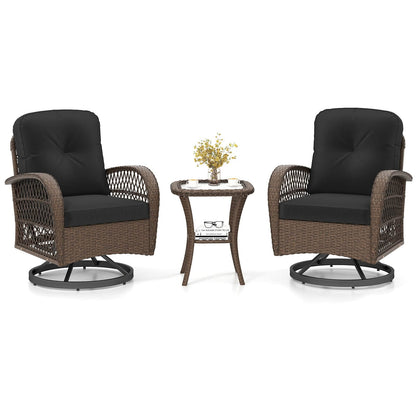 Ensemble de 3 chaises pivotantes et berçantes Costway pour patio - Voir les détails