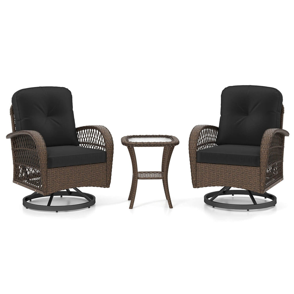 Ensemble de 3 chaises pivotantes et berçantes Costway pour patio - Voir les détails