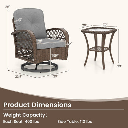 Ensemble de 3 chaises pivotantes et berçantes Costway pour patio - Voir les détails