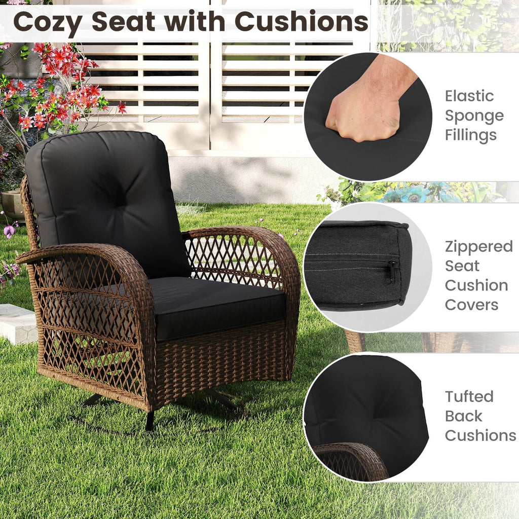 Ensemble de 3 chaises pivotantes et berçantes Costway pour patio - Voir les détails