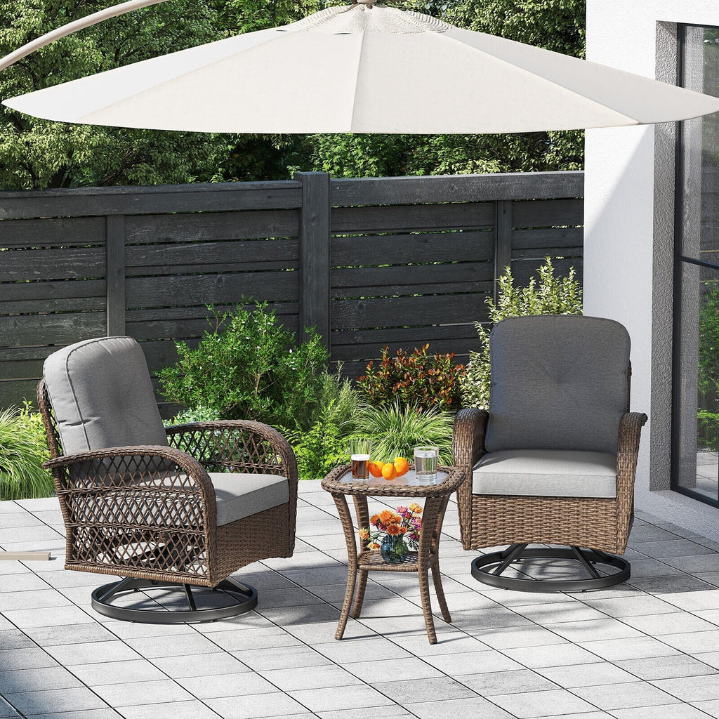 Ensemble de 3 chaises pivotantes et berçantes Costway pour patio - Voir les détails