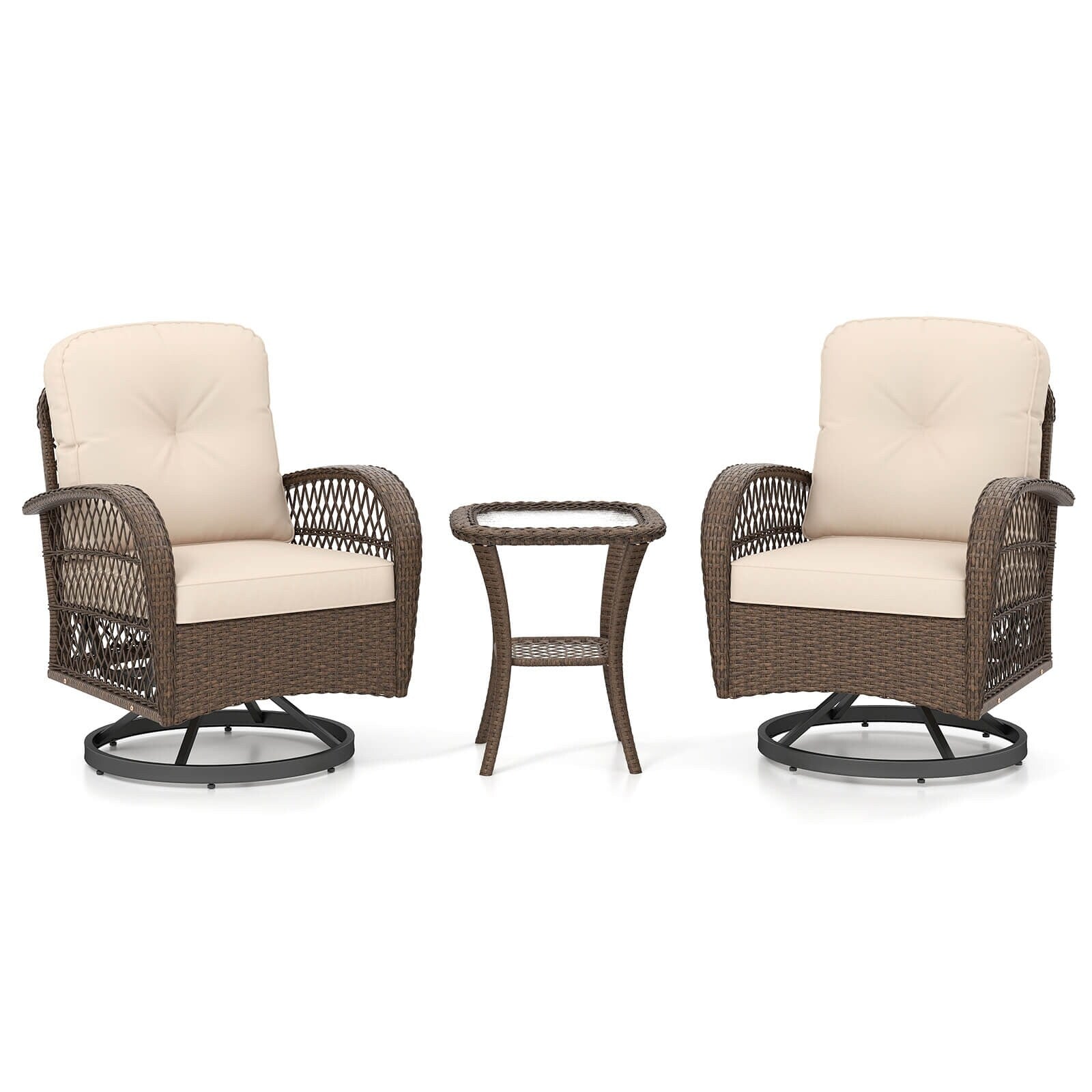 Ensemble de 3 chaises pivotantes et berçantes Costway pour patio - Voir les détails