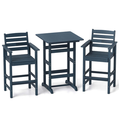 Ensemble de bar Costway 3 pièces en PEHD avec fauteuils et plateau haut carré - Voir les détails