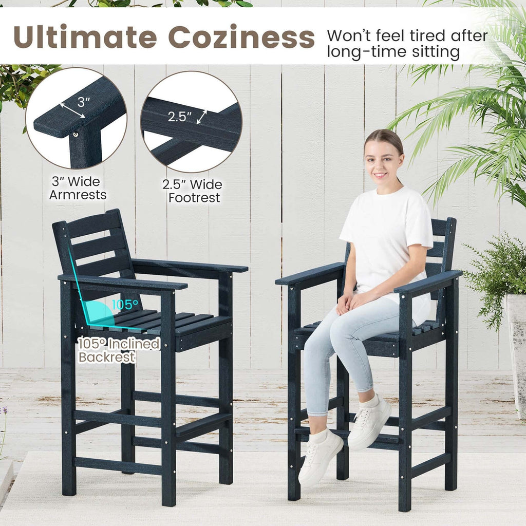 Ensemble de bar Costway 3 pièces en PEHD avec fauteuils et plateau haut carré - Voir les détails
