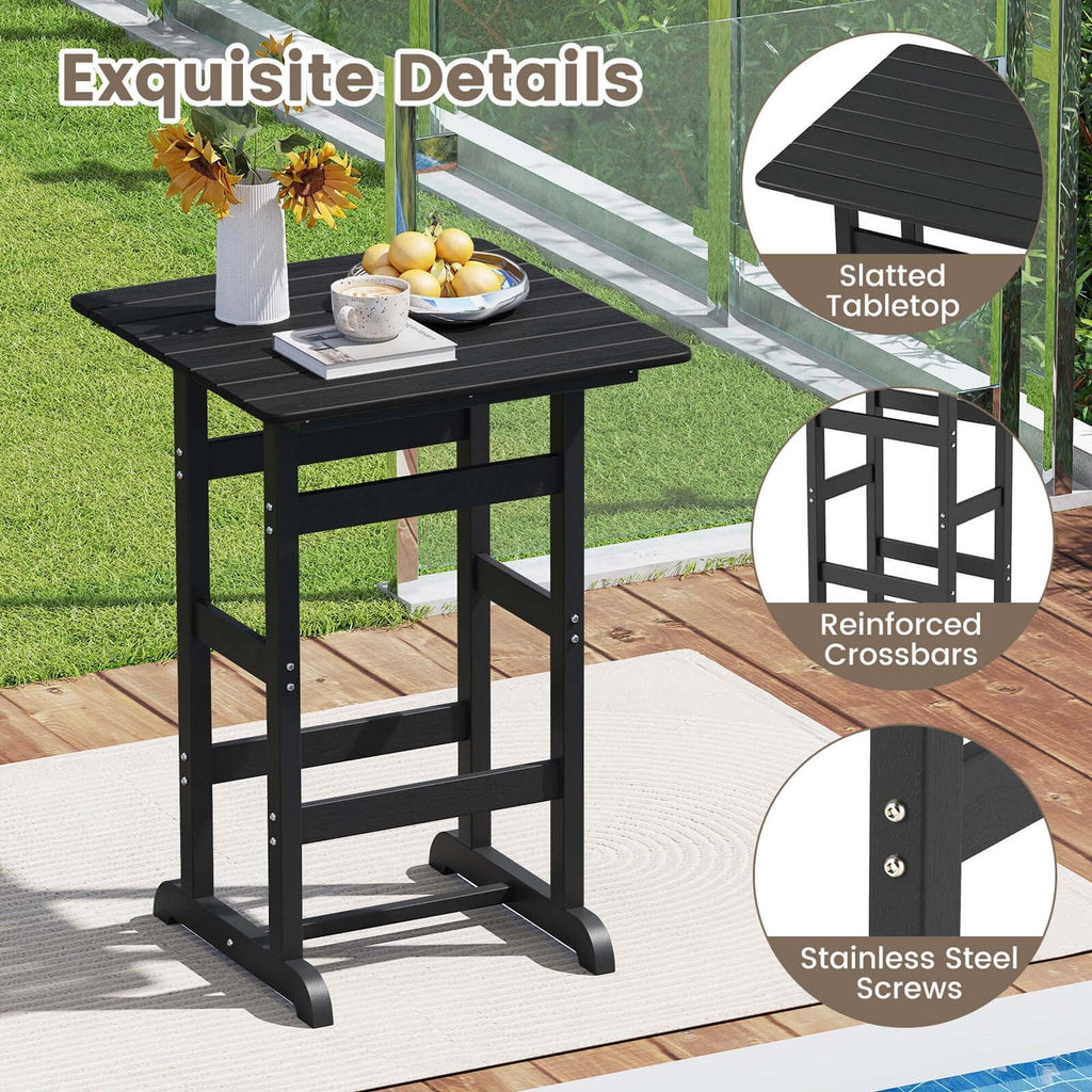 Ensemble de bar Costway 3 pièces en PEHD avec fauteuils et plateau haut carré - Voir les détails