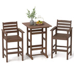 Ensemble de bar Costway 3 pièces en PEHD avec fauteuils et plateau haut carré - Voir les détails