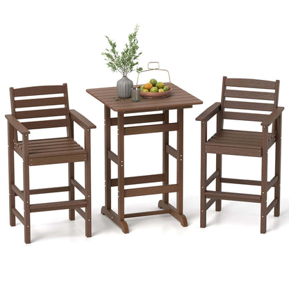 Ensemble de bar Costway 3 pièces en PEHD avec fauteuils et plateau haut carré - Voir les détails