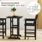 Ensemble de bar Costway 3 pièces en PEHD avec fauteuils et plateau haut carré - Voir les détails