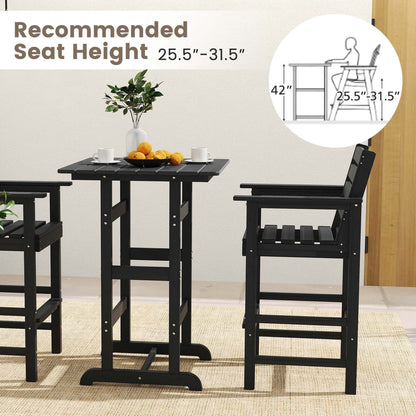 Ensemble de bar Costway 3 pièces en PEHD avec fauteuils et plateau haut carré - Voir les détails