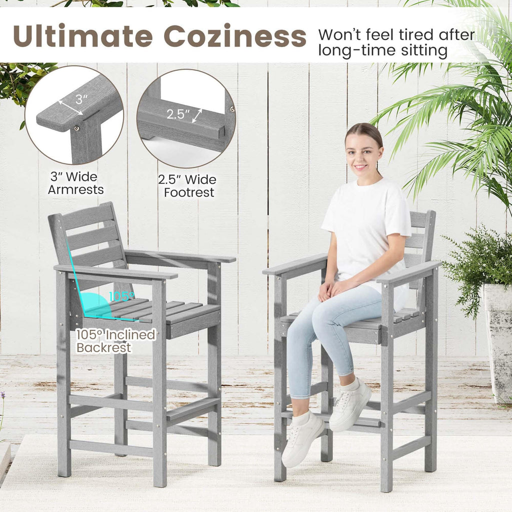 Ensemble de bar Costway 3 pièces en PEHD avec fauteuils et plateau haut carré - Voir les détails