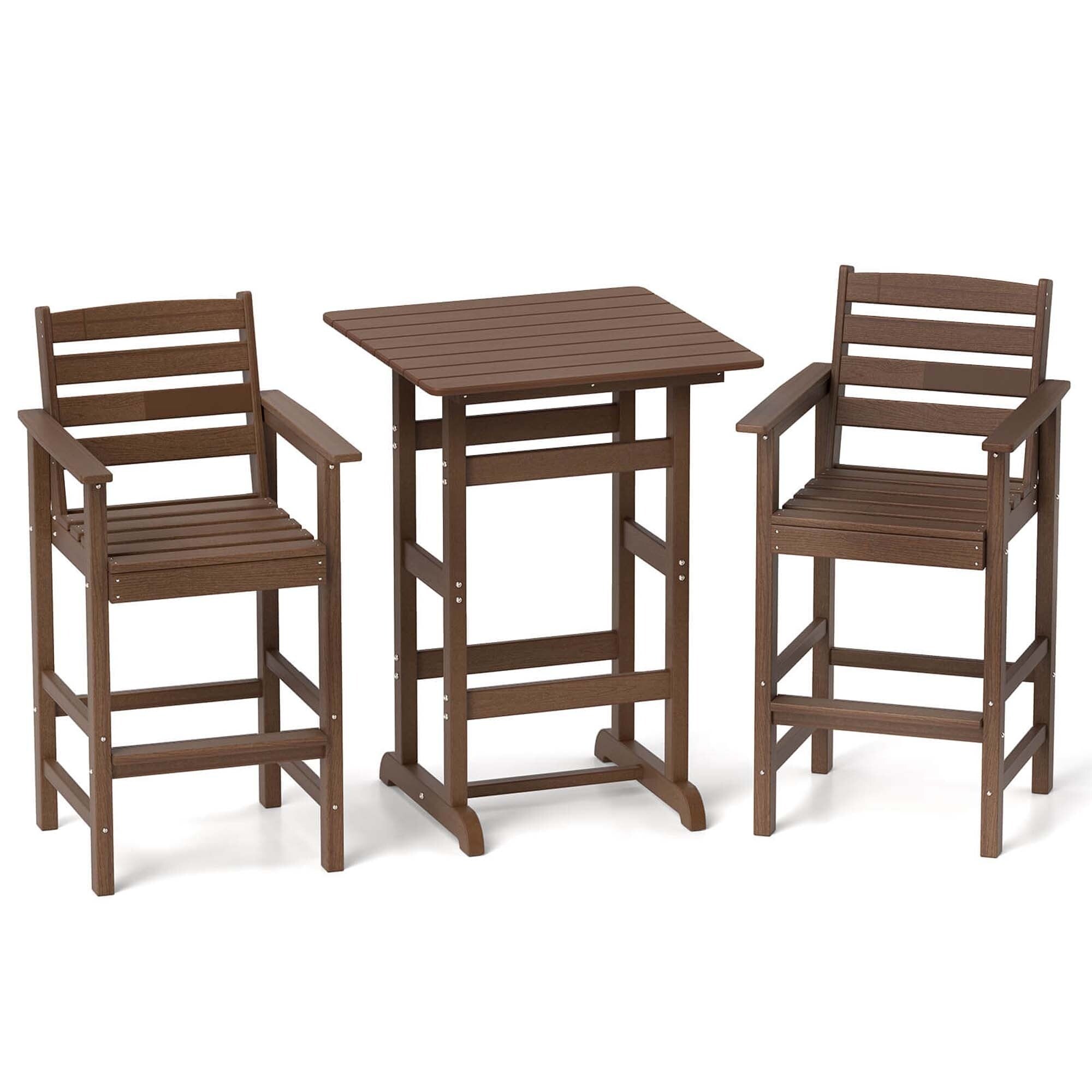 Ensemble de bar Costway 3 pièces en PEHD avec fauteuils et plateau haut carré - Voir les détails