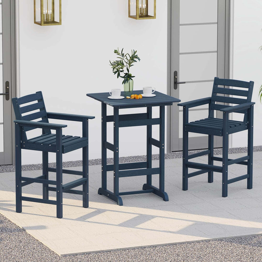 Ensemble de bar Costway 3 pièces en PEHD avec fauteuils et plateau haut carré - Voir les détails