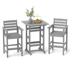 Ensemble de bar Costway 3 pièces en PEHD avec fauteuils et plateau haut carré - Voir les détails