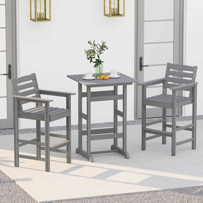 Ensemble de bar Costway 3 pièces en PEHD avec fauteuils et plateau haut carré - Voir les détails