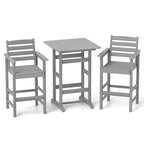 Ensemble de bar Costway 3 pièces en PEHD avec fauteuils et plateau haut carré - Voir les détails