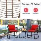 Ensemble bistrot Costway 3 pièces en rotin avec chaises rembourrées, table en verre et terrasse - Voir les détails