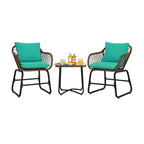 Ensemble bistrot Costway 3 pièces en rotin avec chaises rembourrées, table en verre et terrasse - Voir les détails