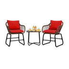 Ensemble bistrot Costway 3 pièces en rotin avec chaises rembourrées, table en verre et terrasse - Voir les détails