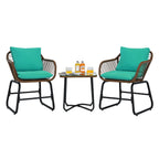 Ensemble bistrot Costway 3 pièces en rotin avec chaises rembourrées, table en verre et terrasse - Voir les détails