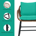 Ensemble bistrot Costway 3 pièces en rotin avec chaises rembourrées, table en verre et terrasse - Voir les détails