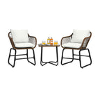 Ensemble bistrot Costway 3 pièces en rotin avec chaises rembourrées, table en verre et terrasse - Voir les détails