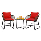 Ensemble bistrot Costway 3 pièces en rotin avec chaises rembourrées, table en verre et terrasse - Voir les détails