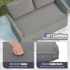 Ensemble de meubles de patio Costway 4 pièces avec 2 chaises en rotin et causeuse café - 4 pièces
