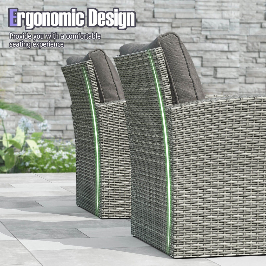 Ensemble de meubles de patio Costway 4 pièces avec 2 chaises en rotin et causeuse café - 4 pièces