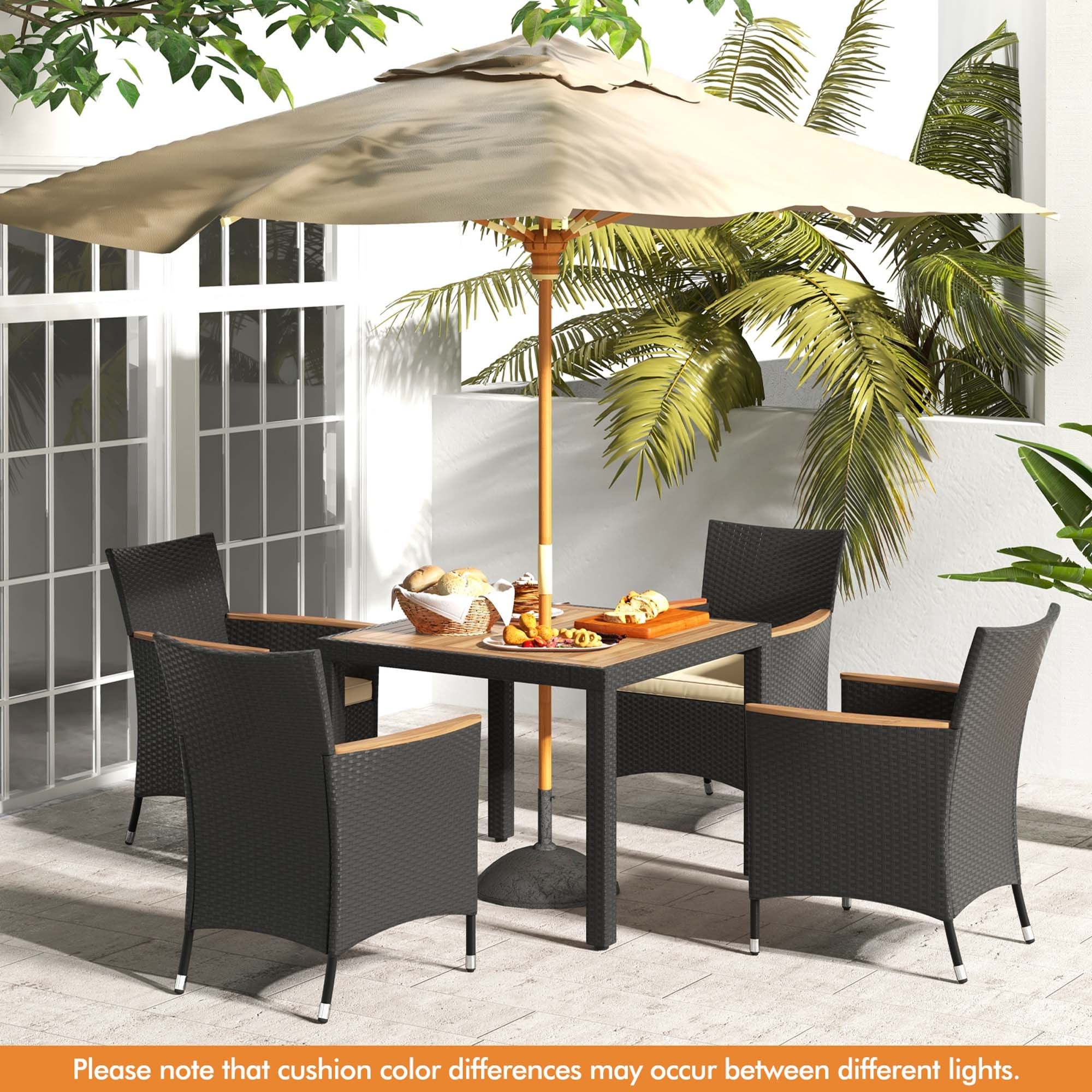 Ensemble de salle à manger de patio Costway 5 pièces pour 4 personnes, ensemble de conversation en rotin - Voir les détails