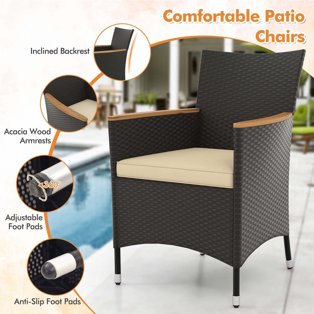 Ensemble de salle à manger de patio Costway 5 pièces pour 4 personnes, ensemble de conversation en rotin - Voir les détails