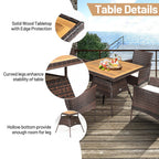 Ensemble de salle à manger en rotin Costway 5 pièces avec fauteuils, table en bois et accoudoirs - Voir les détails