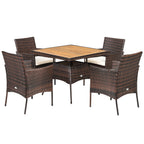 Ensemble de salle à manger en rotin Costway 5 pièces avec fauteuils, table en bois et accoudoirs - Voir les détails
