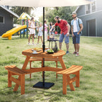 Ensemble de table de pique-nique ronde Costway pour 6 personnes avec 3 bancs intégrés 2 - Voir les détails