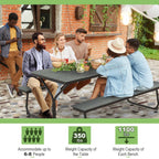 Ensemble table de pique-nique et banc Costway 6 pieds en PEHD robuste pour l'extérieur - Voir les détails